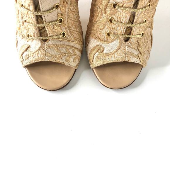 Chanel 2013 Cruise Runway Gold Brocade Interlocking C Lady Gaga Booties 36.5 - Picture 7 of 13